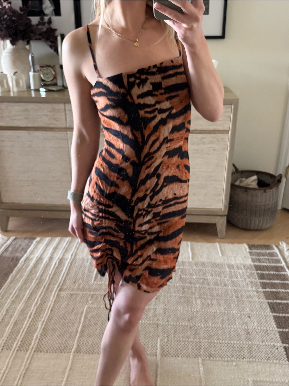 Beach Riot Tiger-Stripe Ruched Mini Slip Dress - Picture 5 of 9